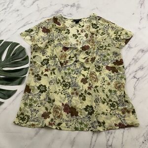 Separates Womens Vintage Y2k Babydoll Top Plus Size 2x Green Brown Floral Ruffle